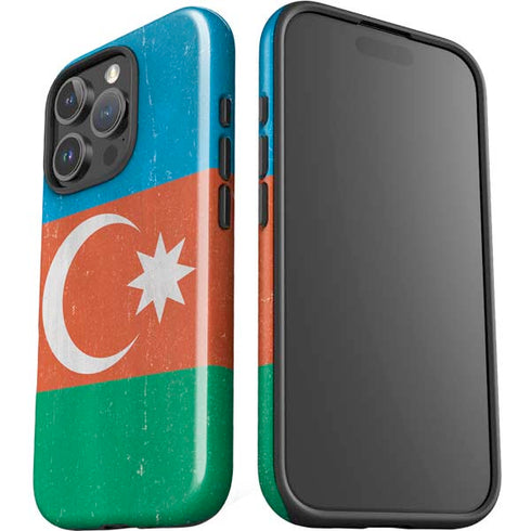 Azerbaijan Flag Distressed iPhone 16 Pro Max Impact Case